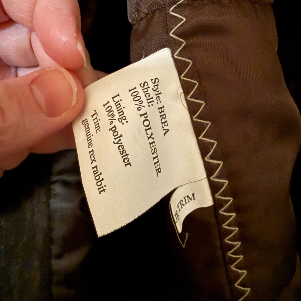 Damselle New York Real Rabbit Fur Trim Iridescent Y2K Coat - Picture 7 of 7
